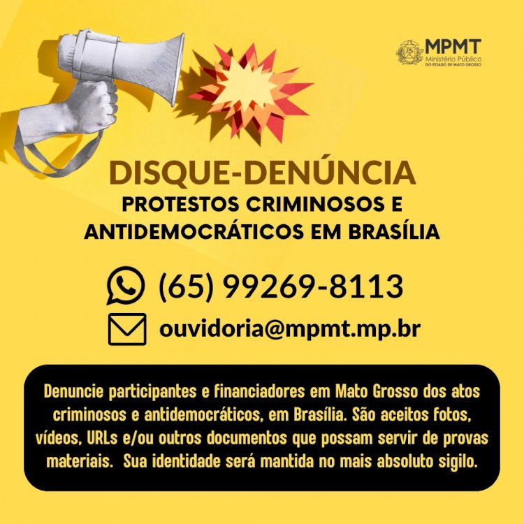 MPMT cria canal para receber denúncias e identificar participantes